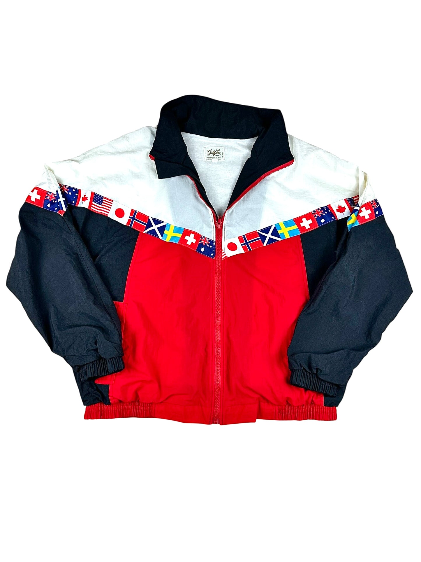 Giacca di tuta vintage Goldline con bandiere