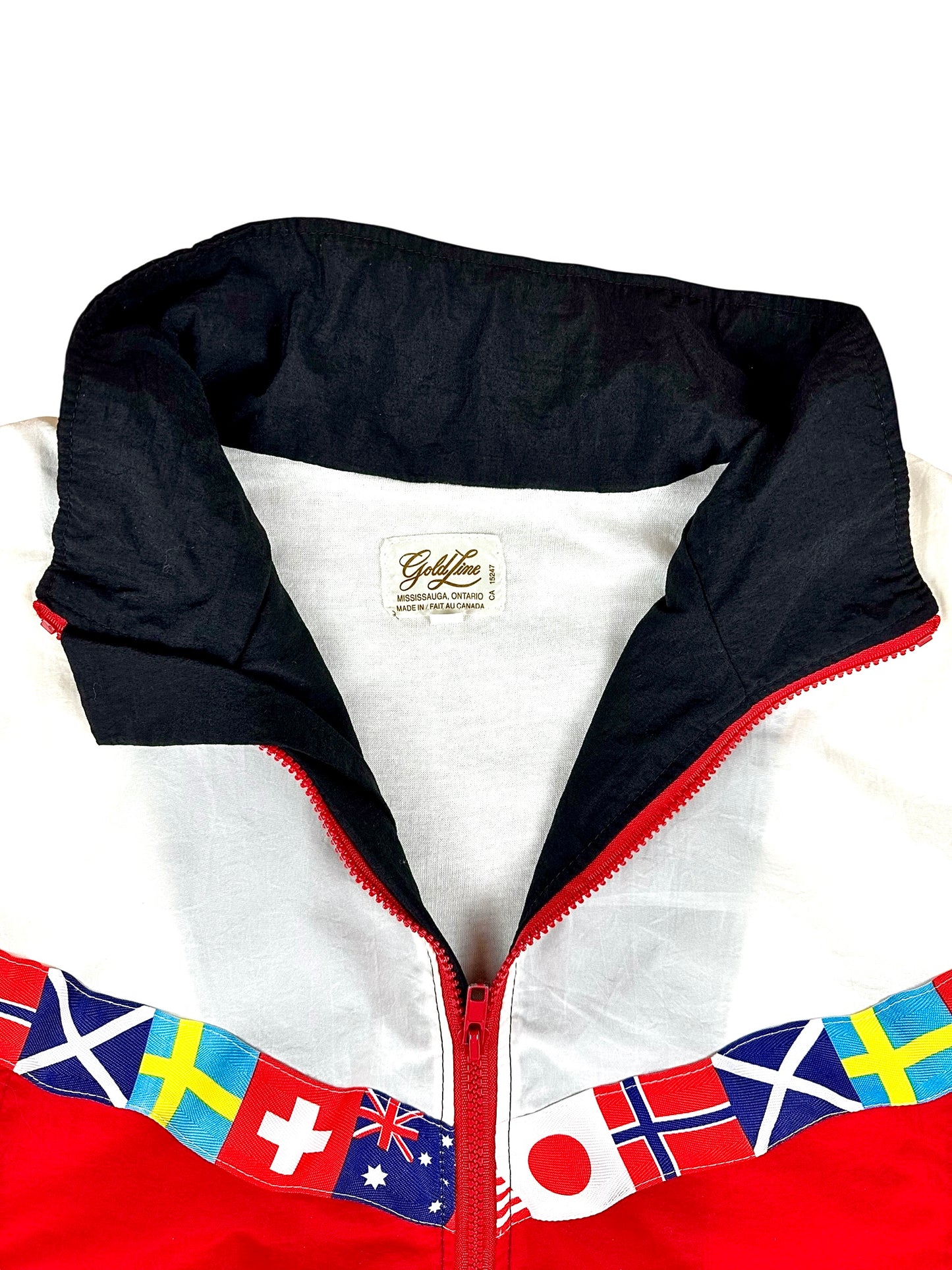 Giacca di tuta vintage Goldline con bandiere