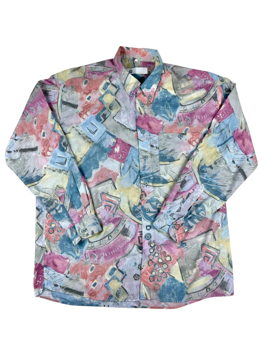 Camicia vintage uomo astratta New Fast