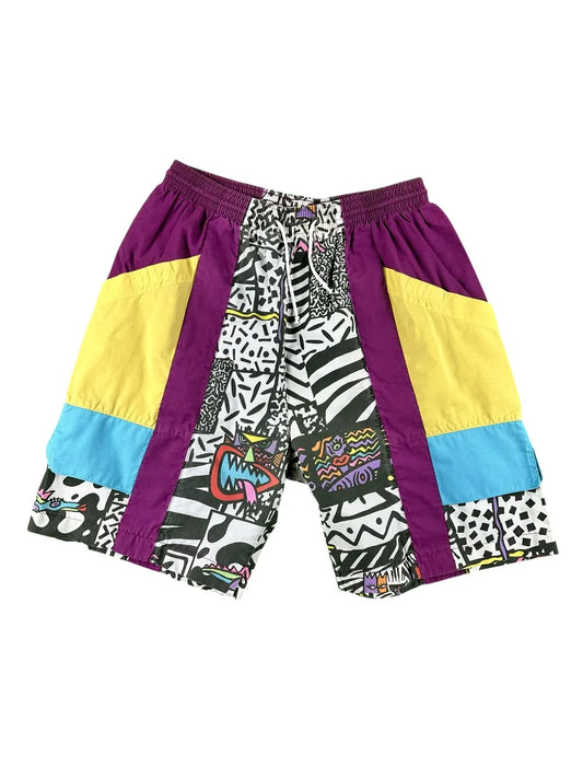 Pantaloncini uomo vintage anni ’90 color block con grafica abstract