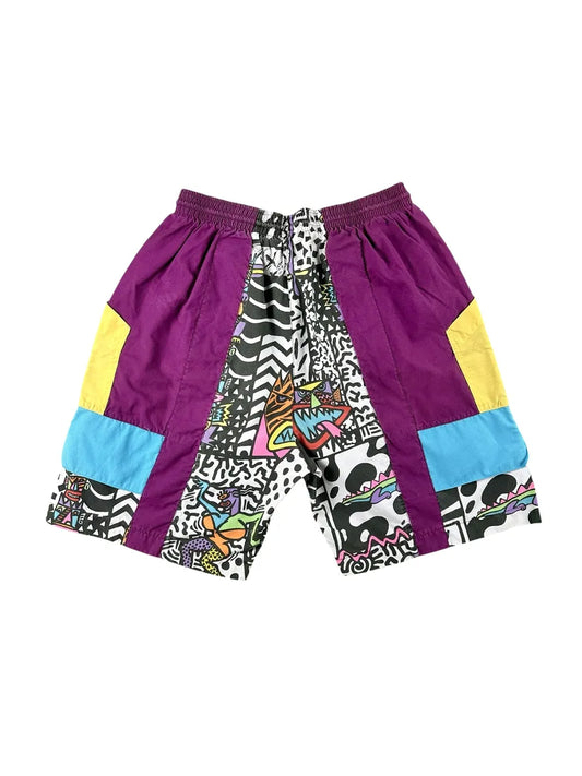 Pantaloncini uomo vintage anni ’90 color block con grafica abstract