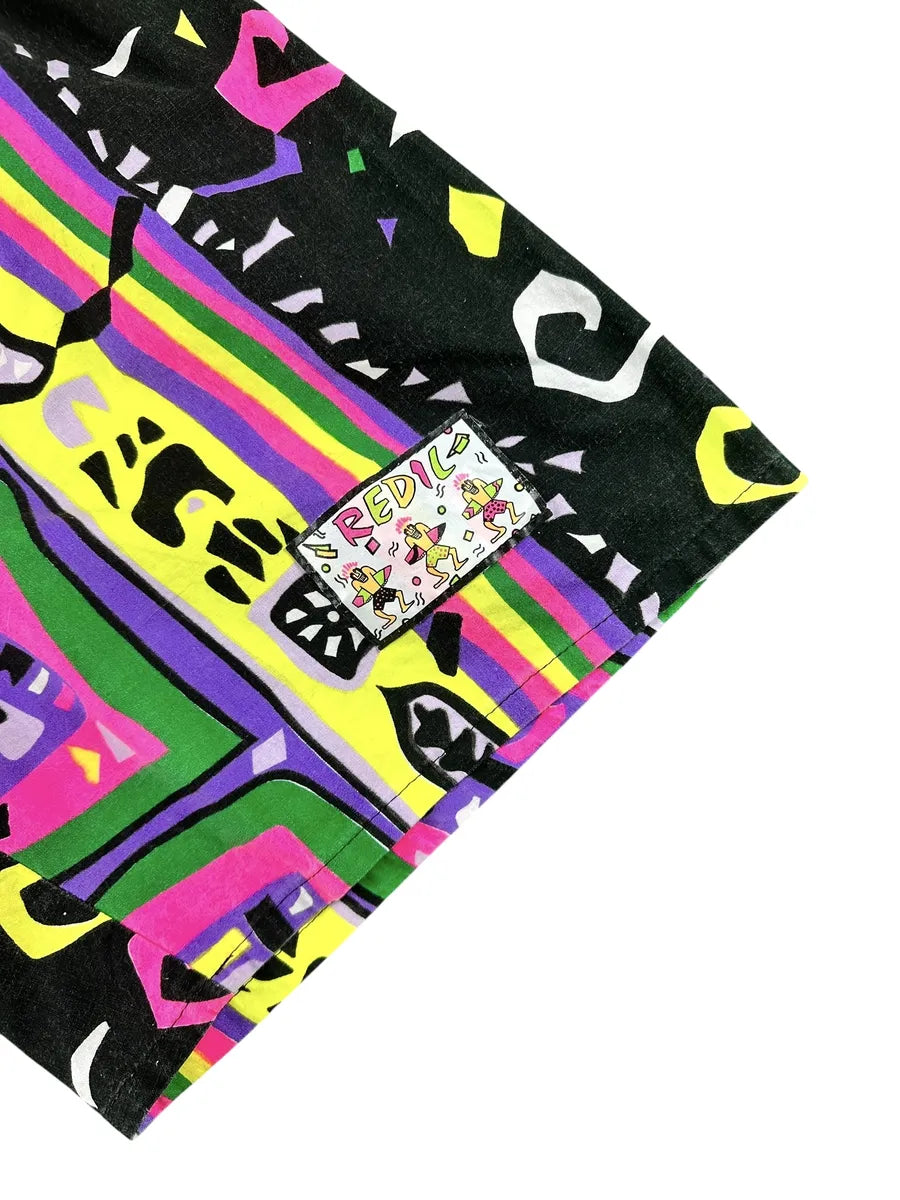 Men's vintage 90s cotton swimsuit with abstract geometric graphic