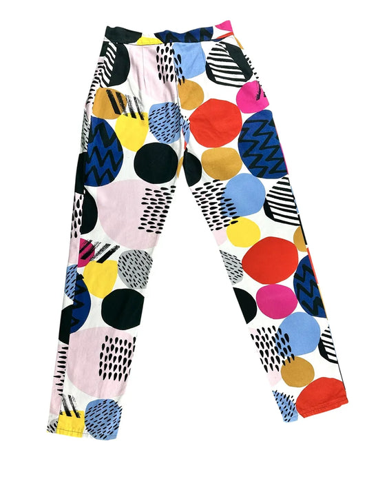 Pantaloni vintage da donna sartoriali a cerchi multicolor