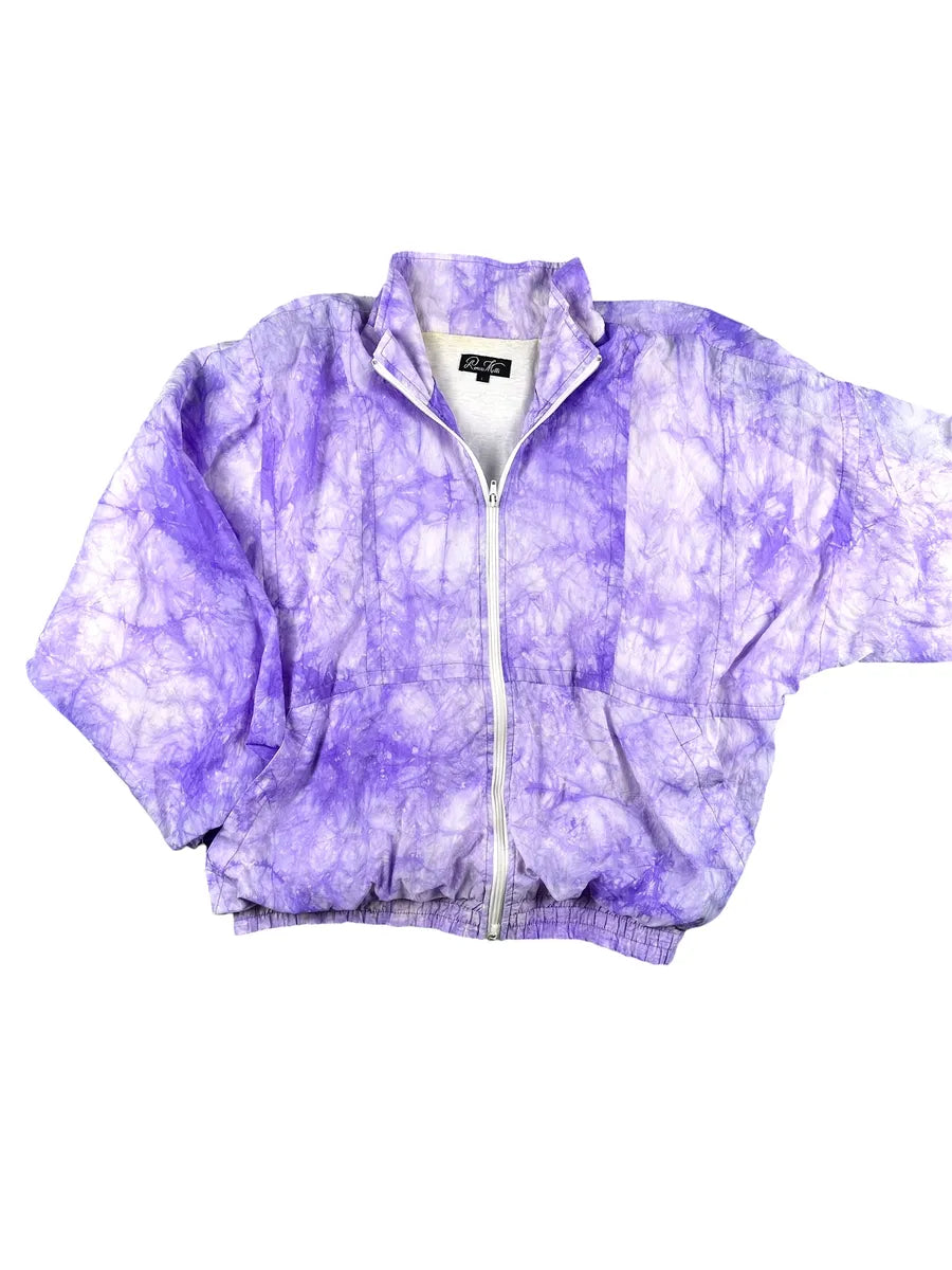 Veste de survêtement vintage années 90 lilas avec effet tie-dye