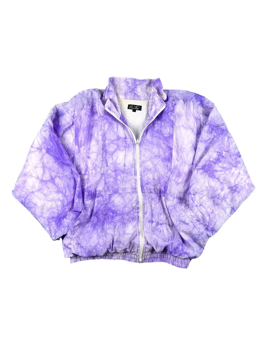 Giacca di tuta vintage anni '90 lilla con effetto tie-dye