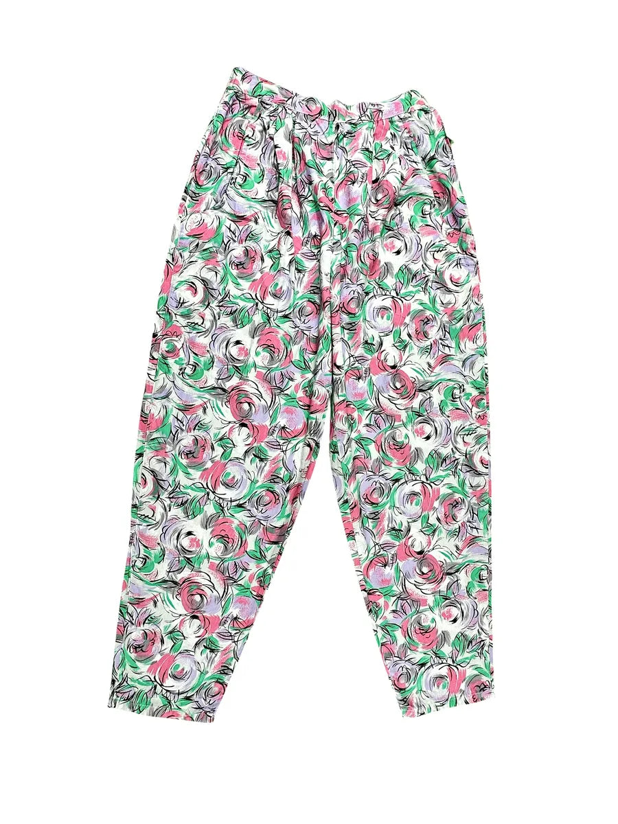 Pantaloni vintage da donna in cotone a fantasia frutta - Multicolor