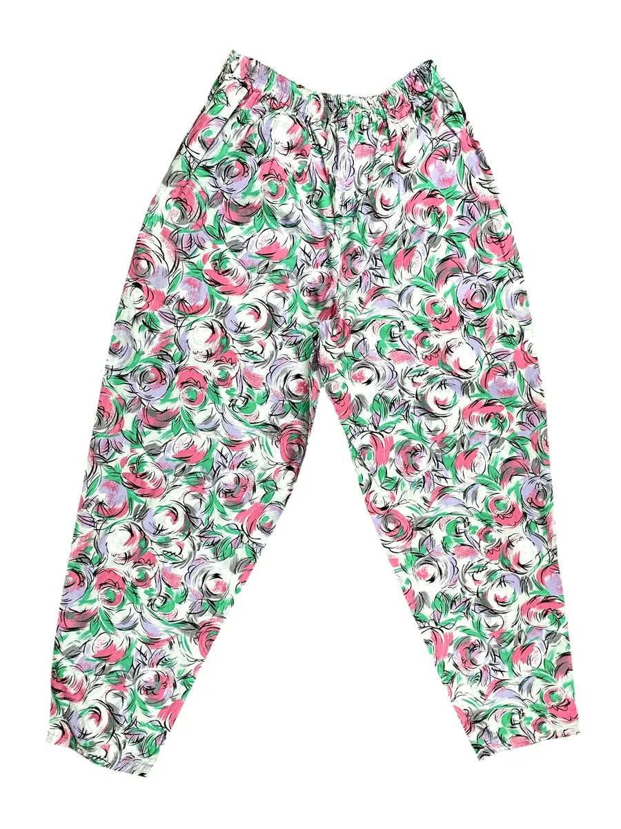 Pantaloni vintage da donna in cotone a fantasia frutta - Multicolor