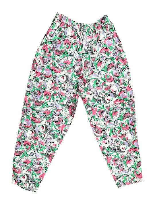 Pantaloni vintage da donna in cotone a fantasia frutta - Multicolor