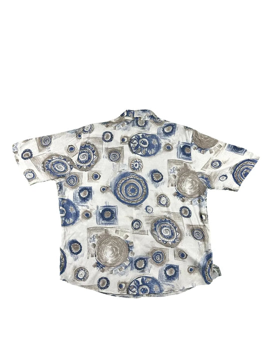 Camicia vintage da donna New Fast con stampa astratta - Blu e Grigio