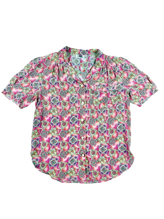 Camicia vintage da donna Rimal a maniche corte con bottoni gioiello