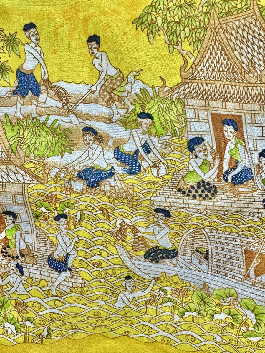 Camicia vintage a maniche corte da uomo in seta thailandese