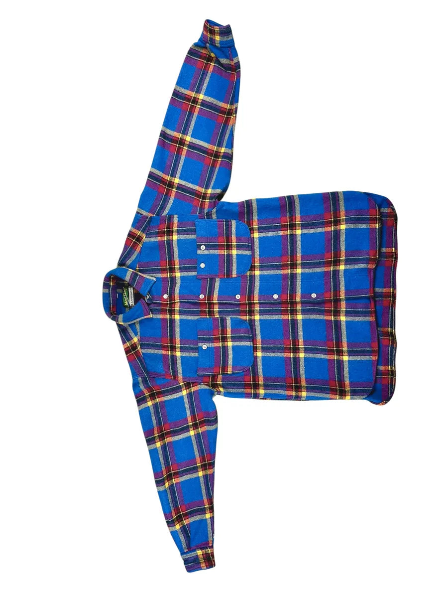 Camicia Uomo Vintage May Day in Lana Lambswool Blu e Rosso Made in Italy - abbigliamento e vestiti vintage