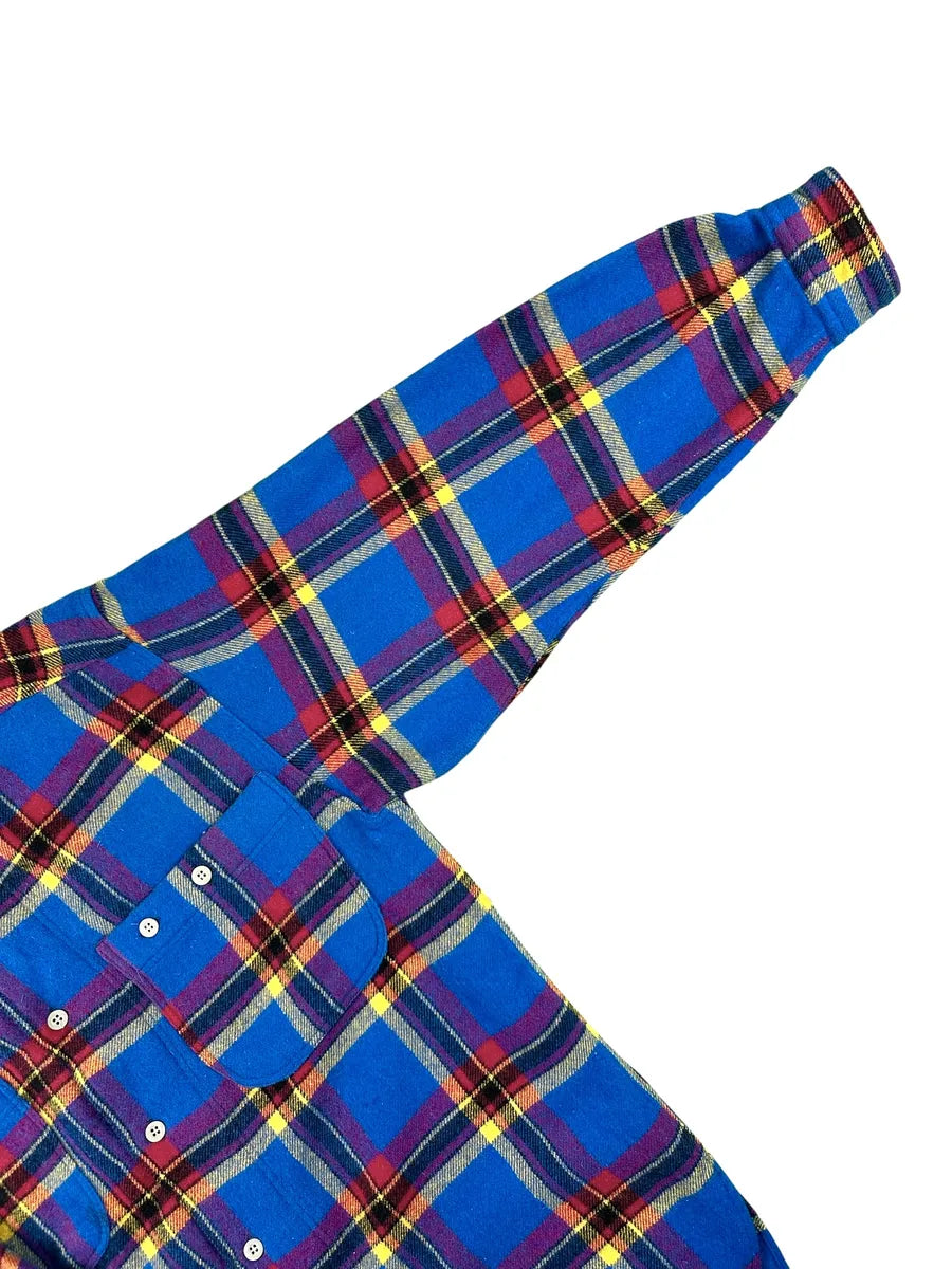 Camicia Uomo Vintage May Day in Lana Lambswool Blu e Rosso Made in Italy - abbigliamento e vestiti vintage