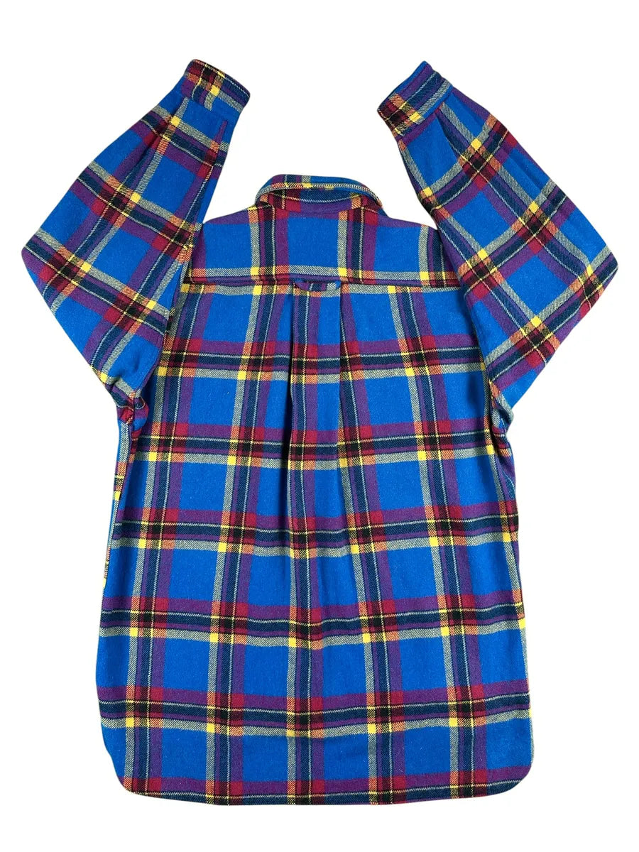 Camicia Uomo Vintage May Day in Lana Lambswool Blu e Rosso Made in Italy - abbigliamento e vestiti vintage
