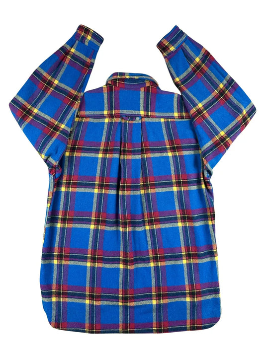 Camicia Uomo Vintage May Day in Lana Lambswool Blu e Rosso Made in Italy - abbigliamento e vestiti vintage