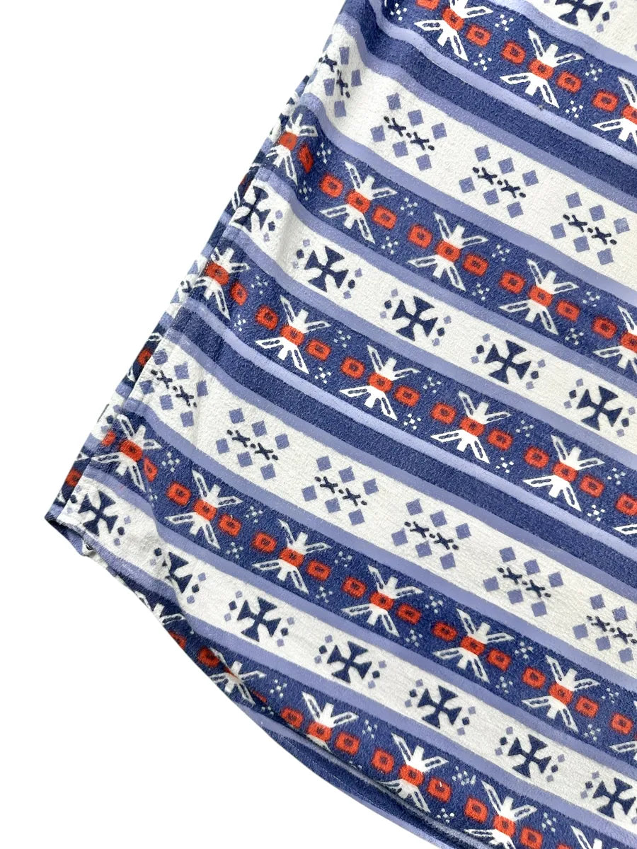 Camicia Uomo Vintage Flanella di Cotone Fantasia Etnica Blu e Arancione - abbigliamento e vestiti vintage