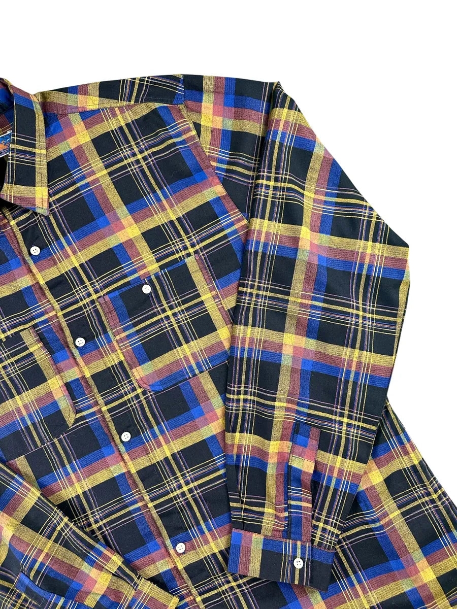 Camicia Uomo Vintage Luanse a Quadri Giallo e Blu Made in Italy - abbigliamento e vestiti vintage