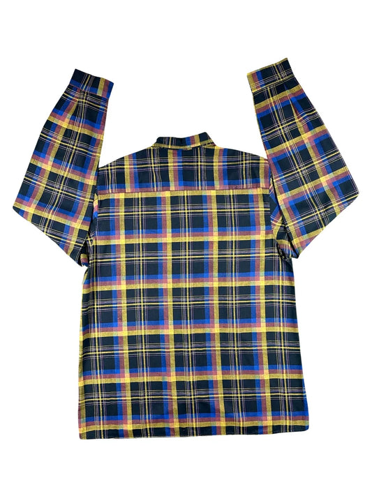 Camicia Uomo Vintage Luanse a Quadri Giallo e Blu Made in Italy - abbigliamento e vestiti vintage