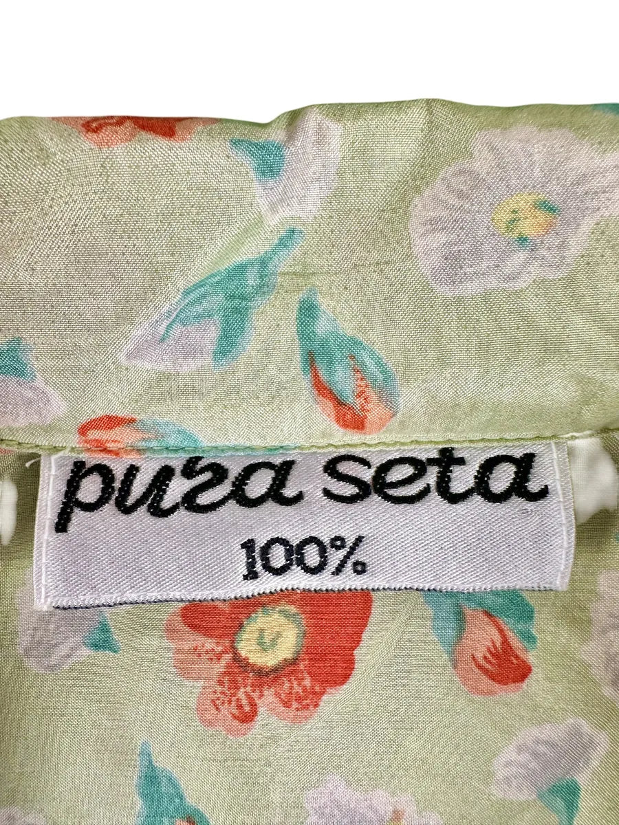 Camicia Donna Vintage Pura Seta Fantasia Floreale - abbigliamento e vestiti vintage
