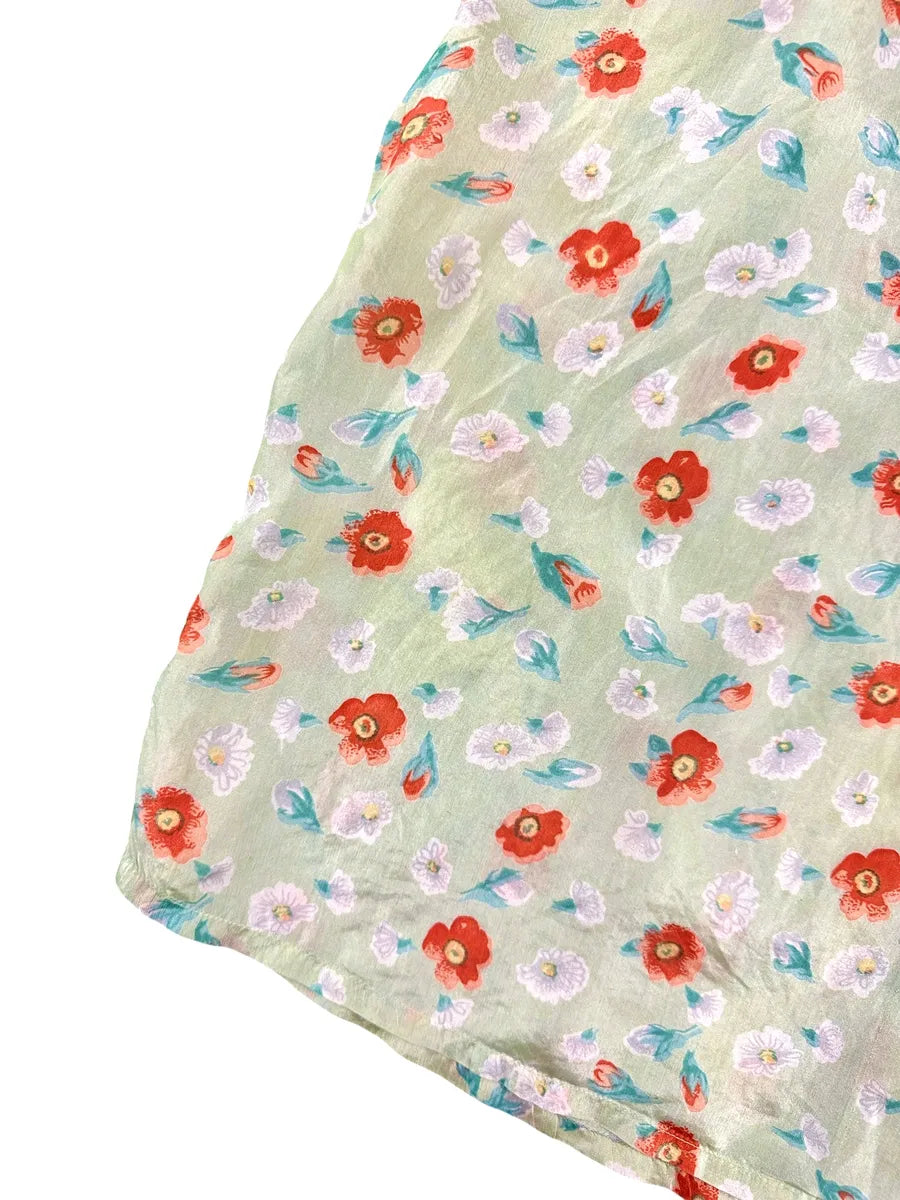 Camicia Donna Vintage Pura Seta Fantasia Floreale - abbigliamento e vestiti vintage