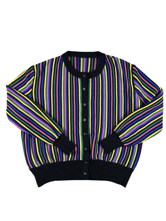 Cardigan Donna Vintage a Righe Multicolore - abbigliamento e vestiti vintage