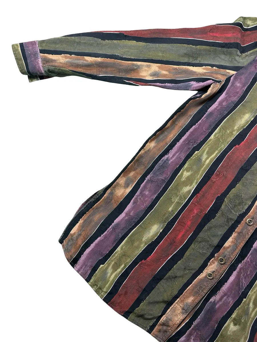 Camicia Vintage Donna Erfo Jeunesse Righe Multicolore 100% Cupro - abbigliamento e vestiti vintage
