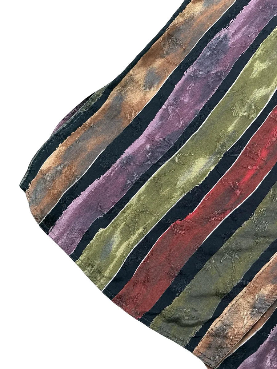 Camicia Vintage Donna Erfo Jeunesse Righe Multicolore 100% Cupro - abbigliamento e vestiti vintage