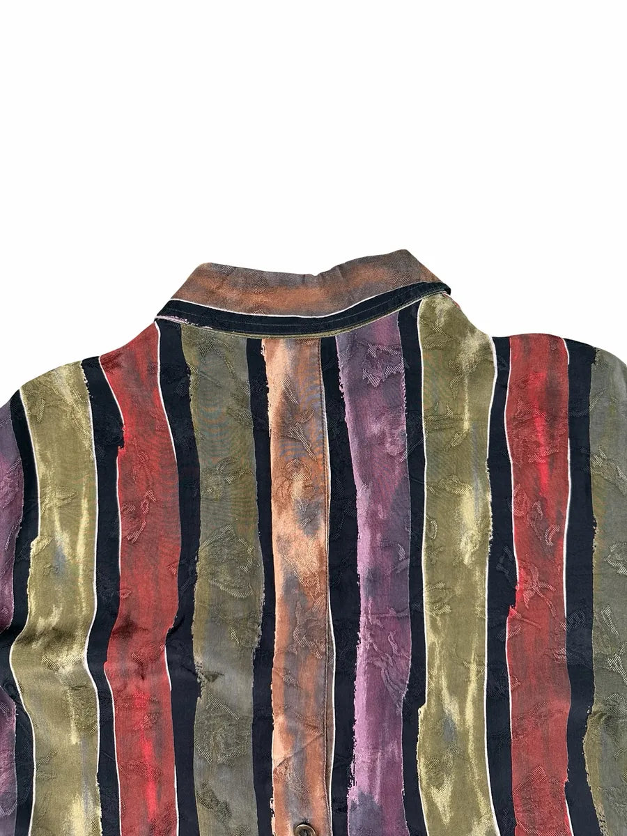 Camicia Vintage Donna Erfo Jeunesse Righe Multicolore 100% Cupro - abbigliamento e vestiti vintage