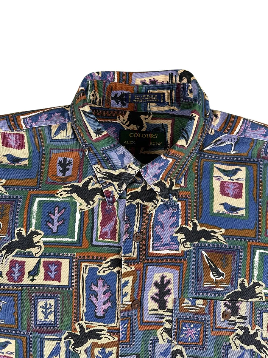 Camicia texana vintage da uomo a fantasia