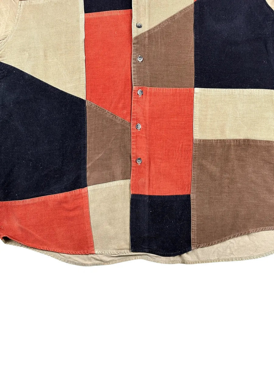 Camicia vintage a fantasia da uomo in velluto a coste