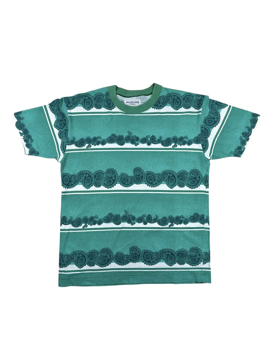 T-shirt vintage anni ’90 a righe con fantasia paisley