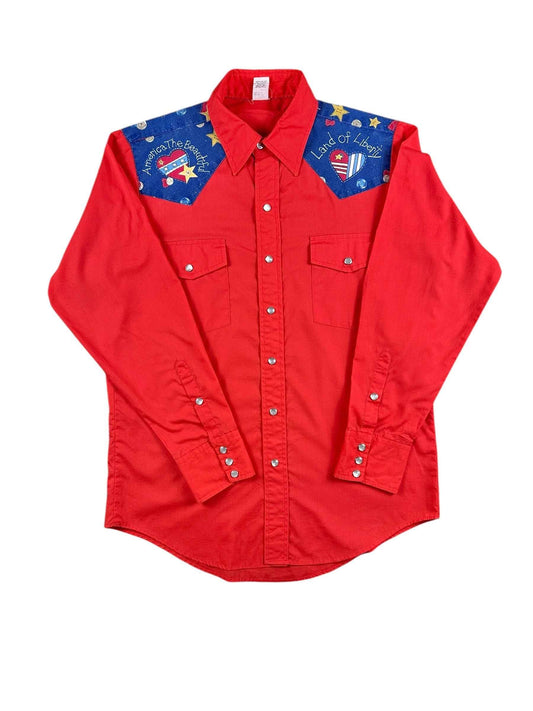 Camicia texana vintage da uomo rossa Made in USA