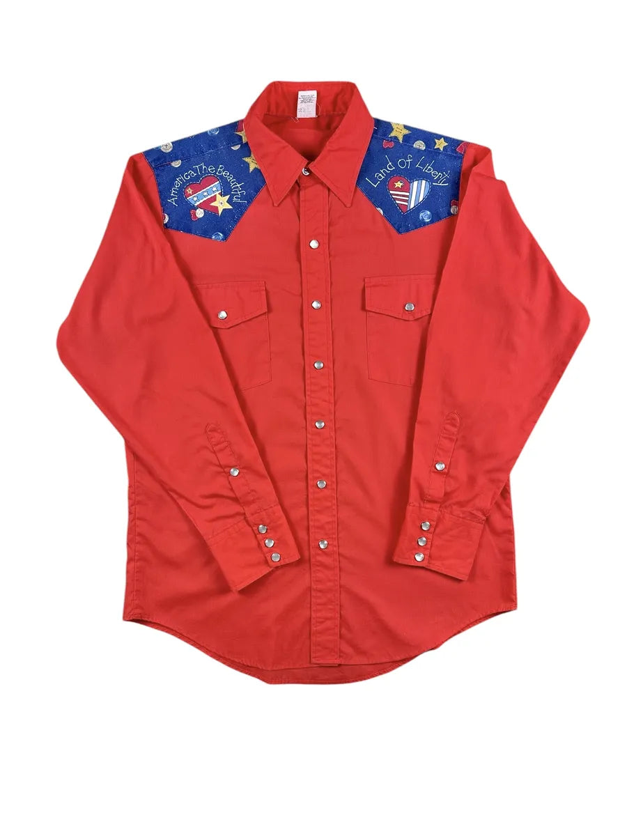 Camicia texana vintage da uomo rossa Made in USA