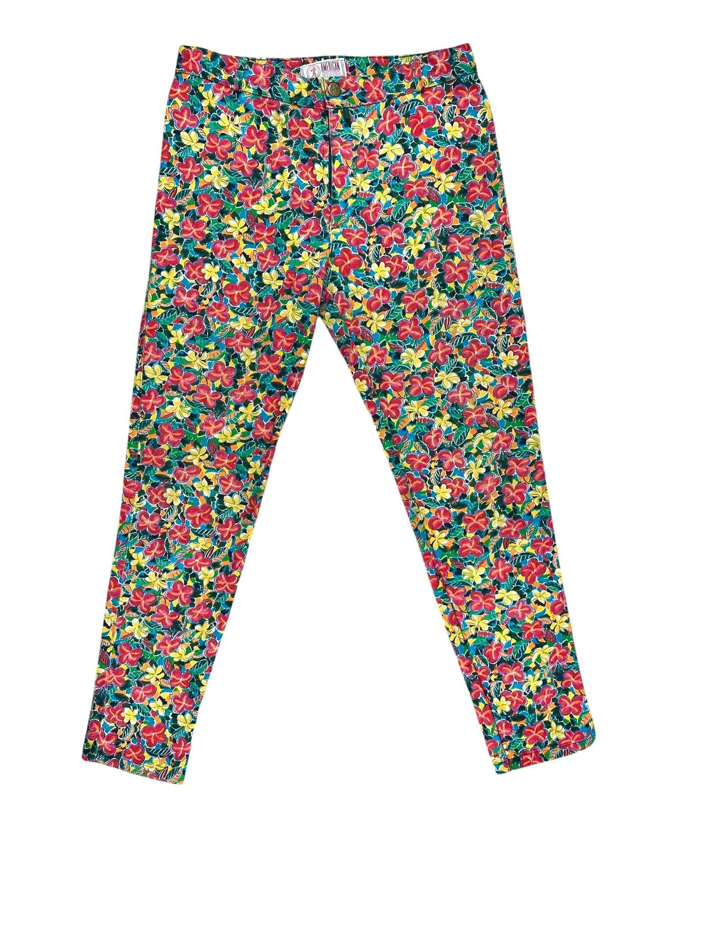 Pantaloni vintage anni '90 da donna a fantasia floreale