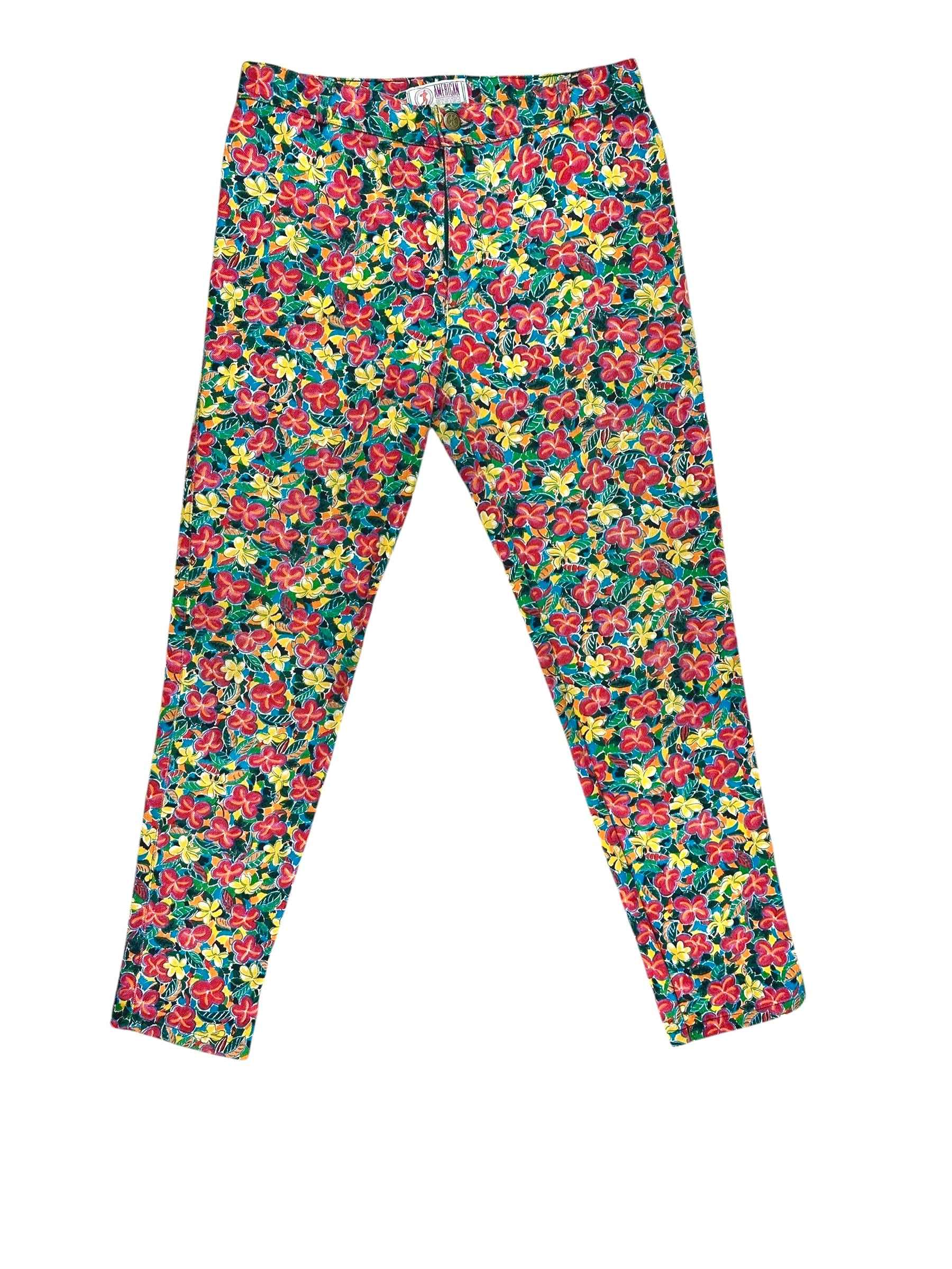 Pantaloni vintage anni '90 da donna a fantasia floreale