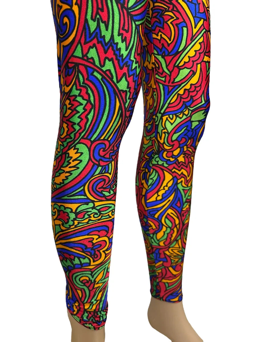 Leggings Vintage Anni '90 Fantasia Geometrica Multicolore