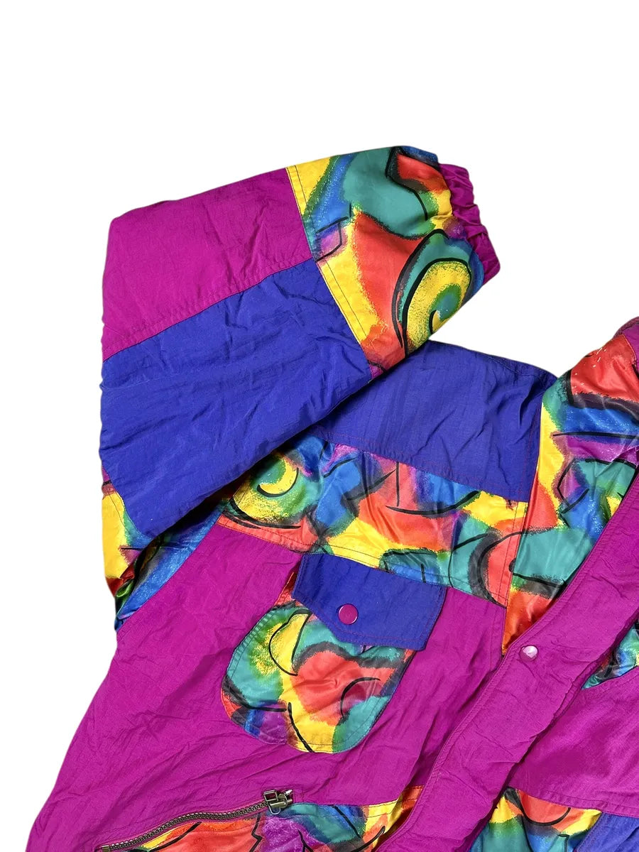 Giubbotto vintage donna a fantasia arcobaleno