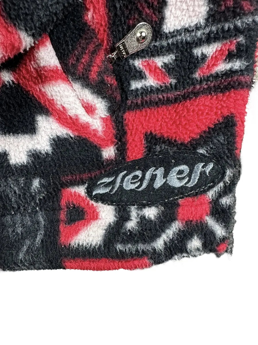 Pile vintage anni '90 a fantasia con zip e collo alto