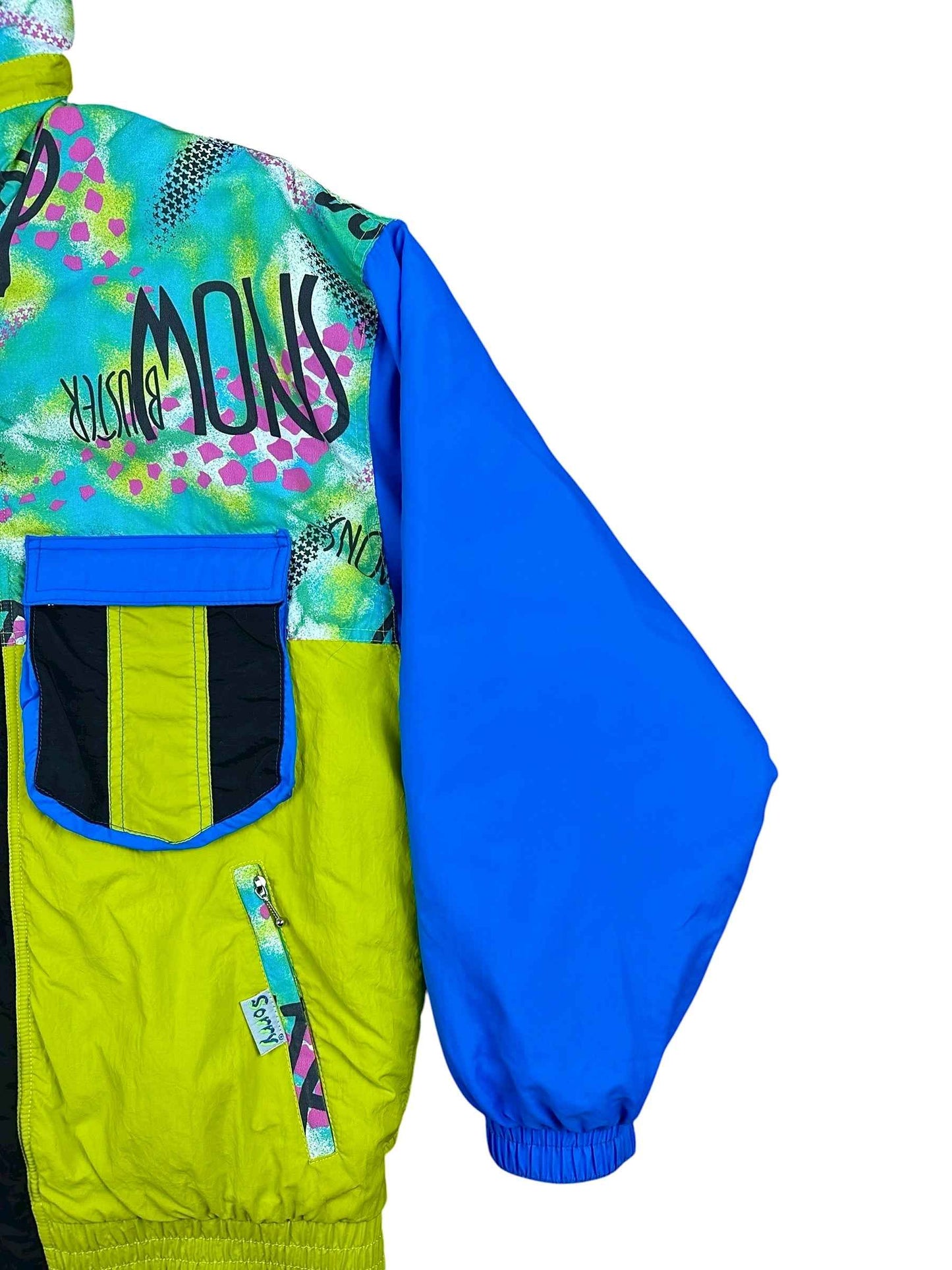 Giubbotto vintage anni ’90 fantasia giallo e blu Made in Italy