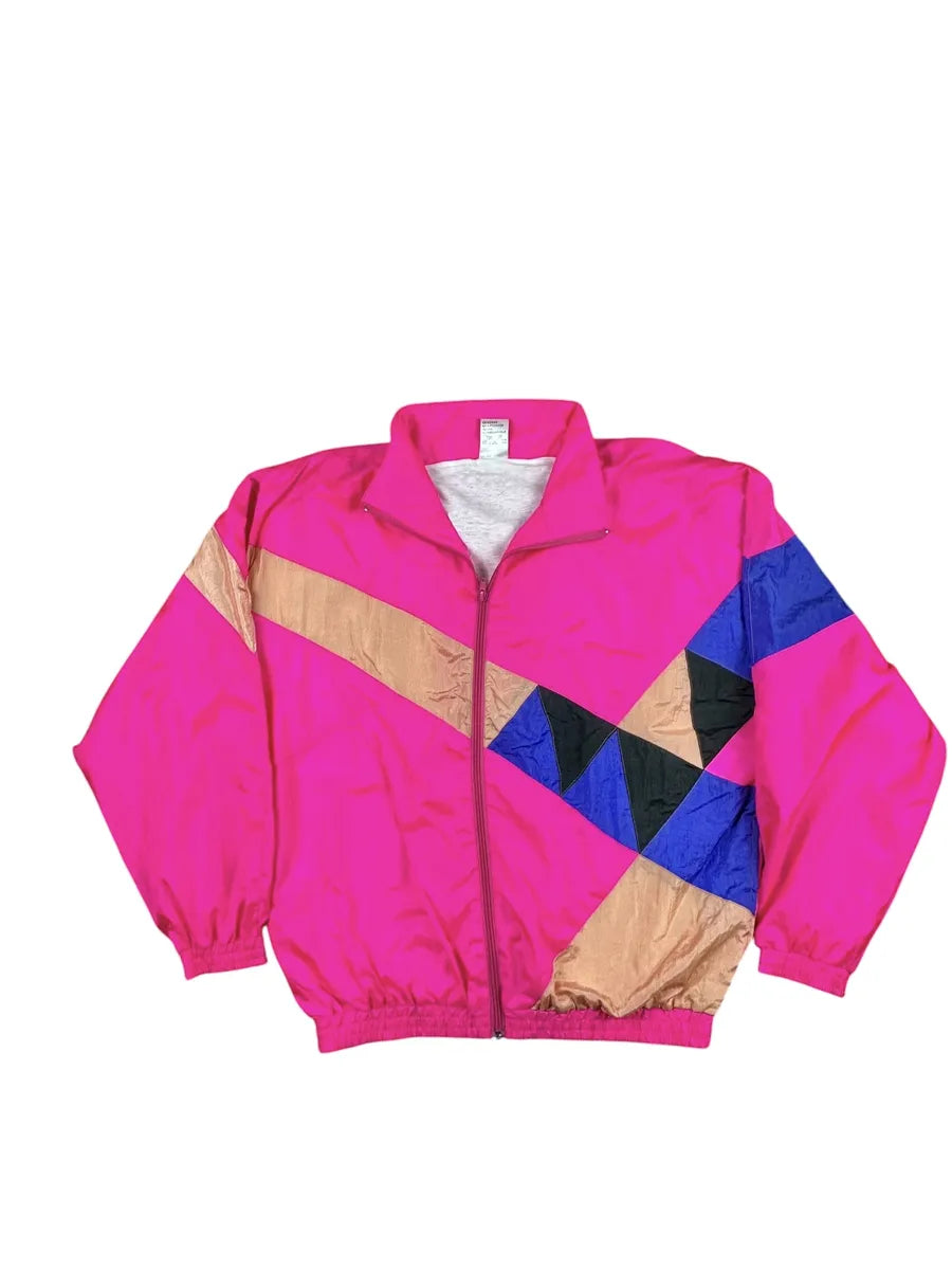 Tuta vintage anni ’80 rosa fluo con zip