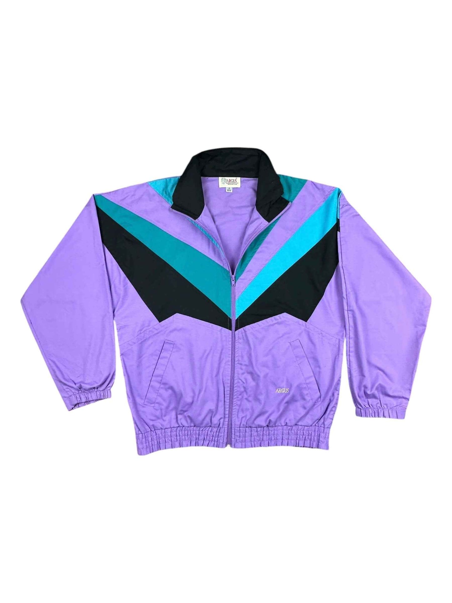 Giacchetto tuta vintage anni ’90 lilla con inserti verde acqua e neri