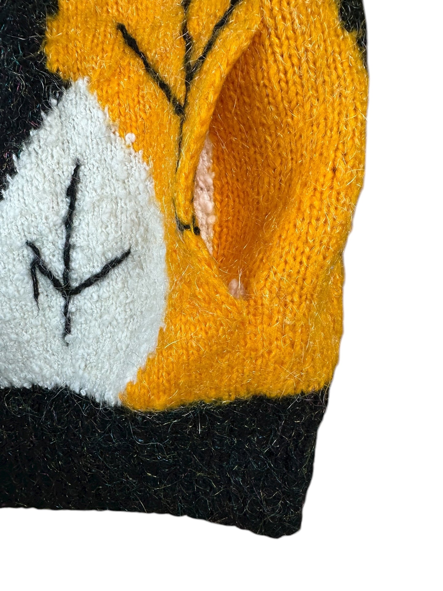 Cardigan vintage da donna anni ’90 con fantasia di foglie colorate