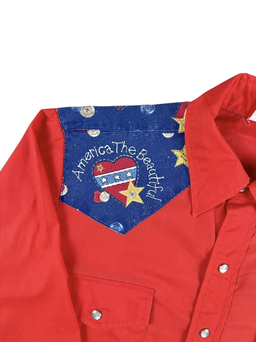 Camicia texana vintage da uomo rossa Made in USA