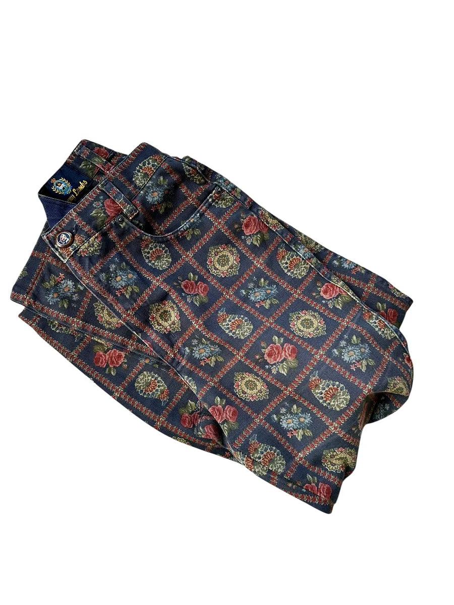 Jeans vintage da donna con fantasia floreale