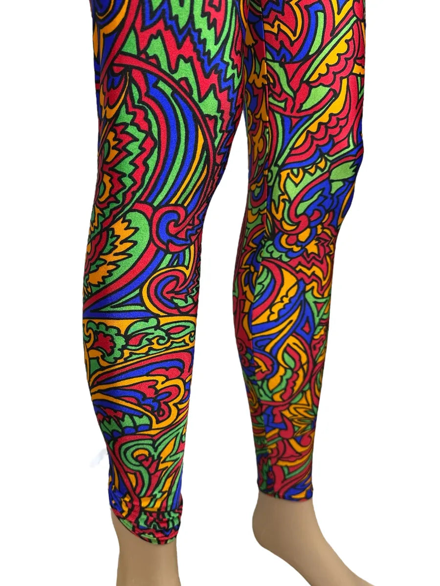 Leggings Vintage Anni '90 Fantasia Geometrica Multicolore