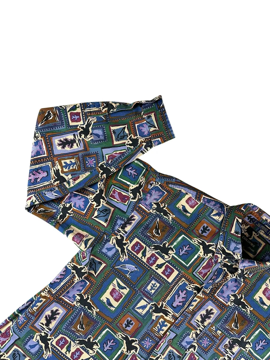 Camicia texana vintage da uomo a fantasia