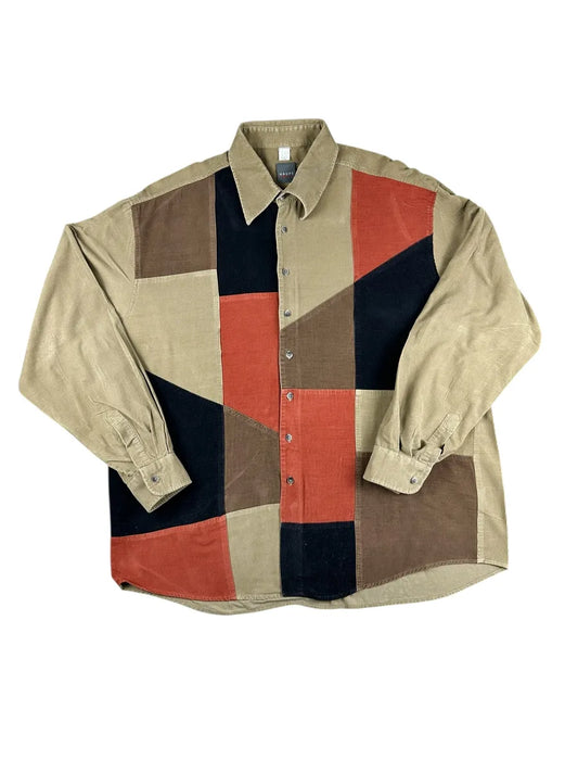 Camicia vintage a fantasia da uomo in velluto a coste