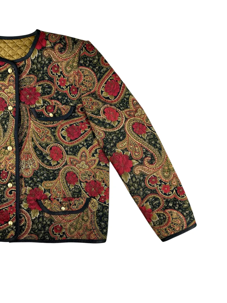 Giacca vintage da donna invernale con motivo cachemire