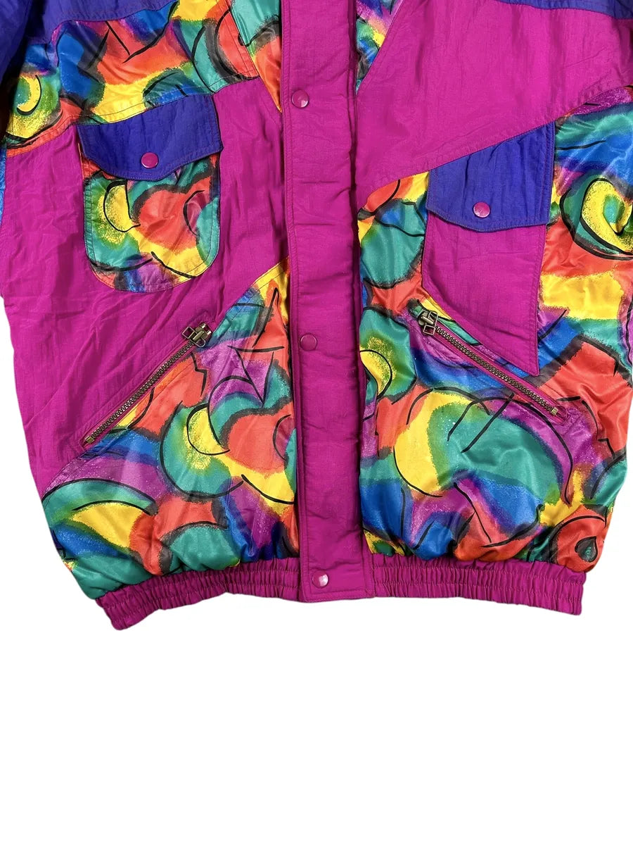 Giubbotto vintage donna a fantasia arcobaleno