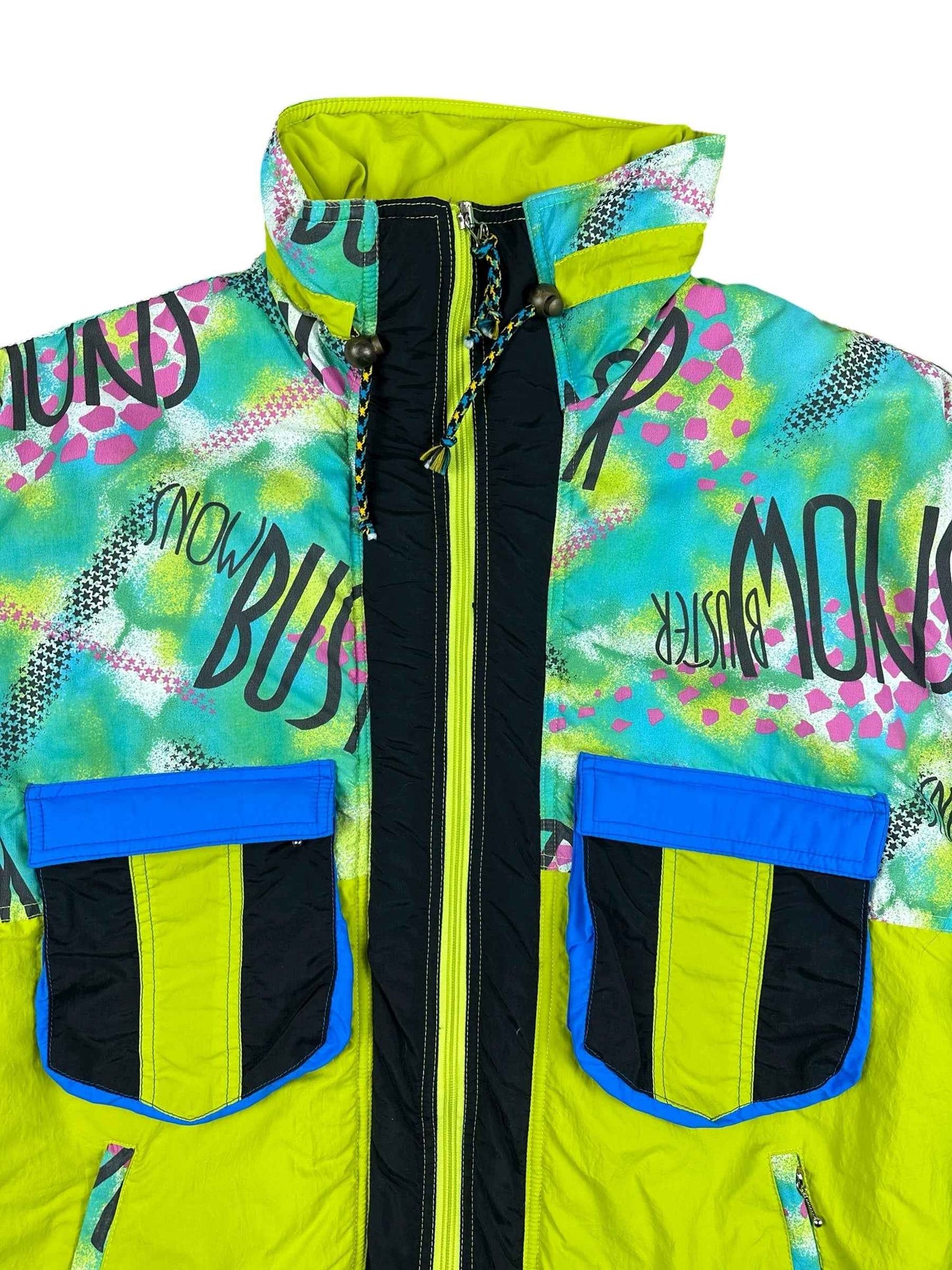 Giubbotto vintage anni ’90 fantasia giallo e blu Made in Italy